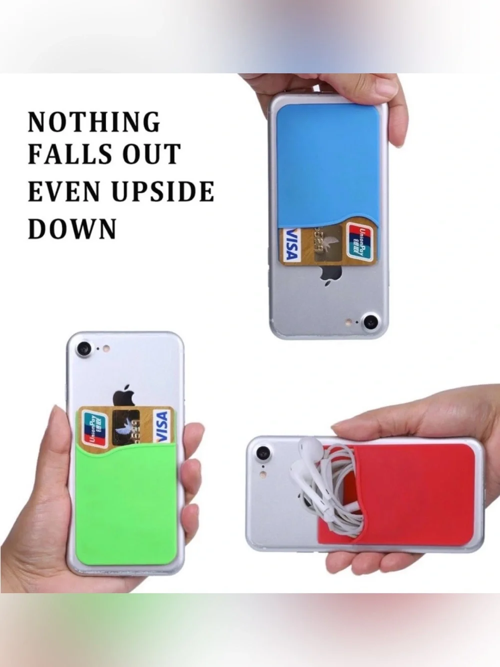 💞 New Red Adhesive Silicone Card Holder Sleeve for Smartphones